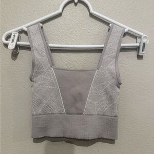 FP Movement by Free People- Grey Ribbed Workout Crop Top